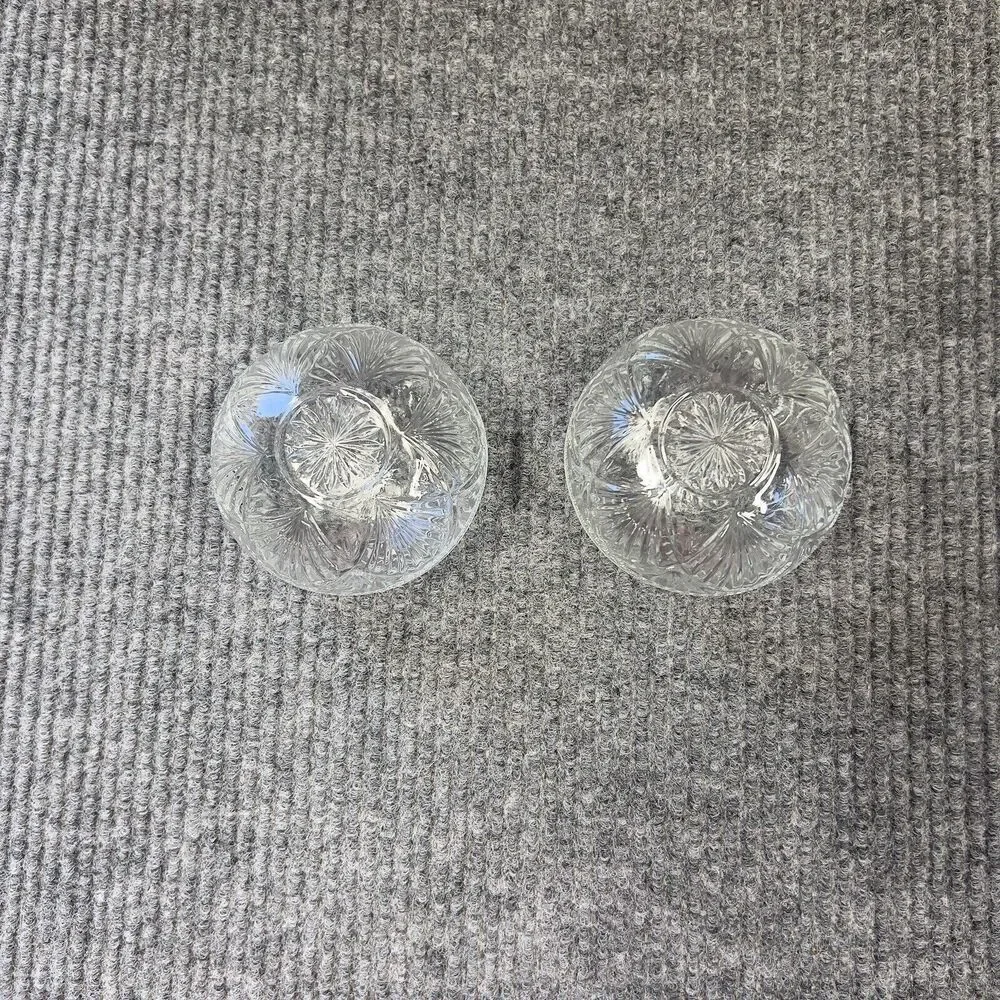 VTG KIG Malaysia Clear Glass Dish Bowl Depression Style Candy Nut Lid Set Of‎ 2